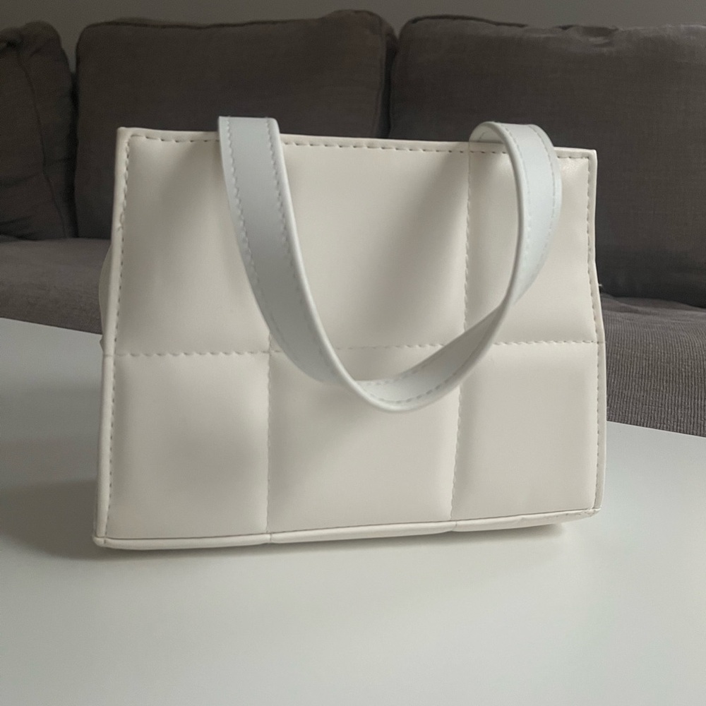 Elegant White Quilted Tote Bag